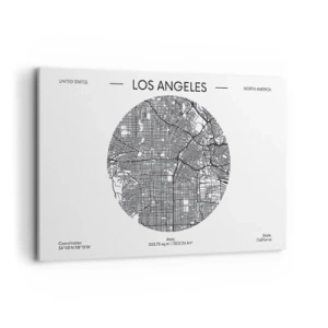 Bild auf Leinwand - Leinwandbild - Eine Karte von Los Angeles im minimalistischen Schwarz-Weiß-Stil - 120x80cm - Anatomie von Los Angeles - Moderne Wanddekoration für Wohnzimmer und Schlafzimmer ARTTOR