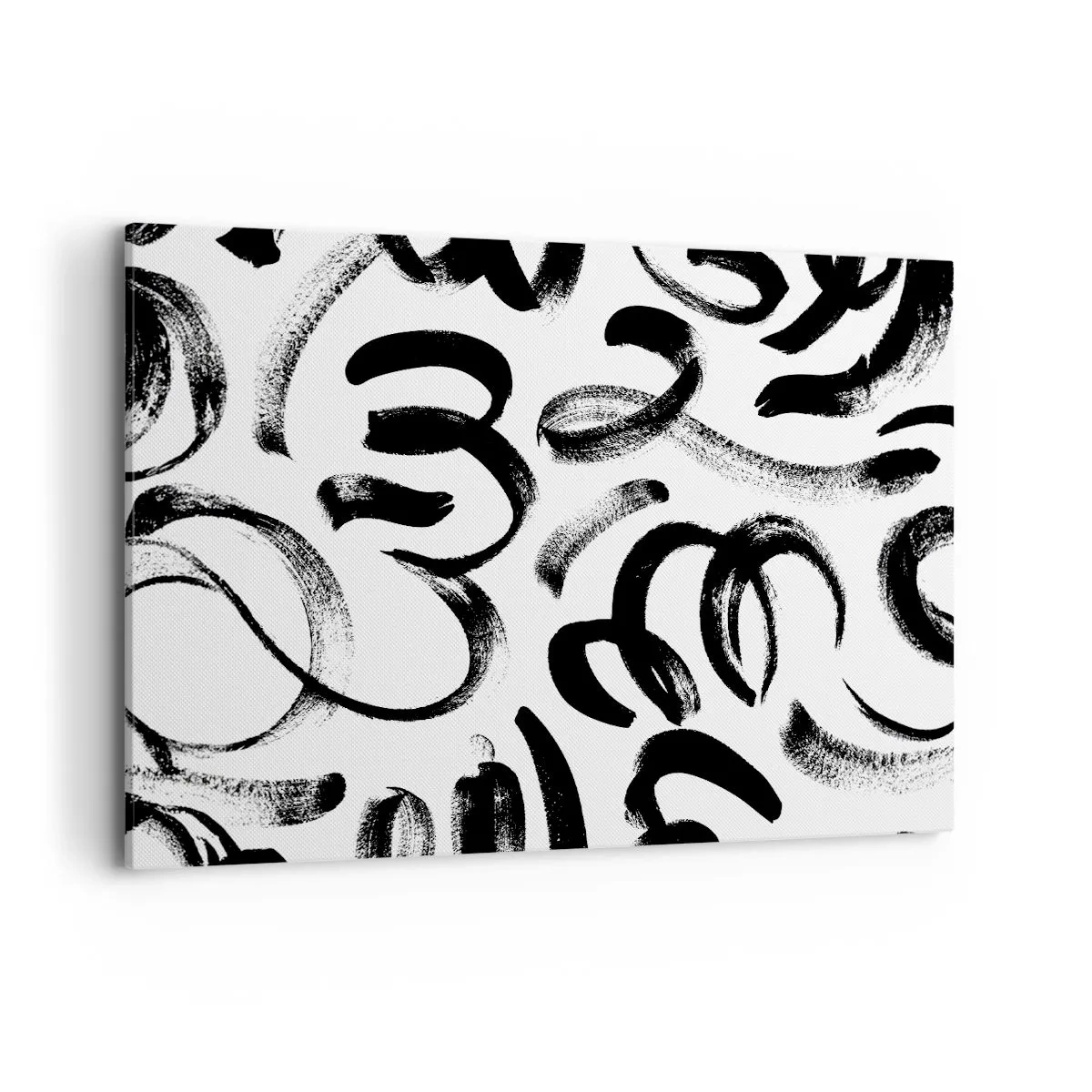 Bild auf Leinwand - Leinwandbild - Schwarze abstrakte Pinselstriche auf weißem Hintergrund - 100x70cm - Schwarz auf Weiß - Moderne Wanddekoration für Wohnzimmer und Schlafzimmer ARTTOR
