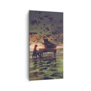 Bild auf Leinwand - Leinwandbild - Konzert für Klavier und Wellen - 65x120 cm