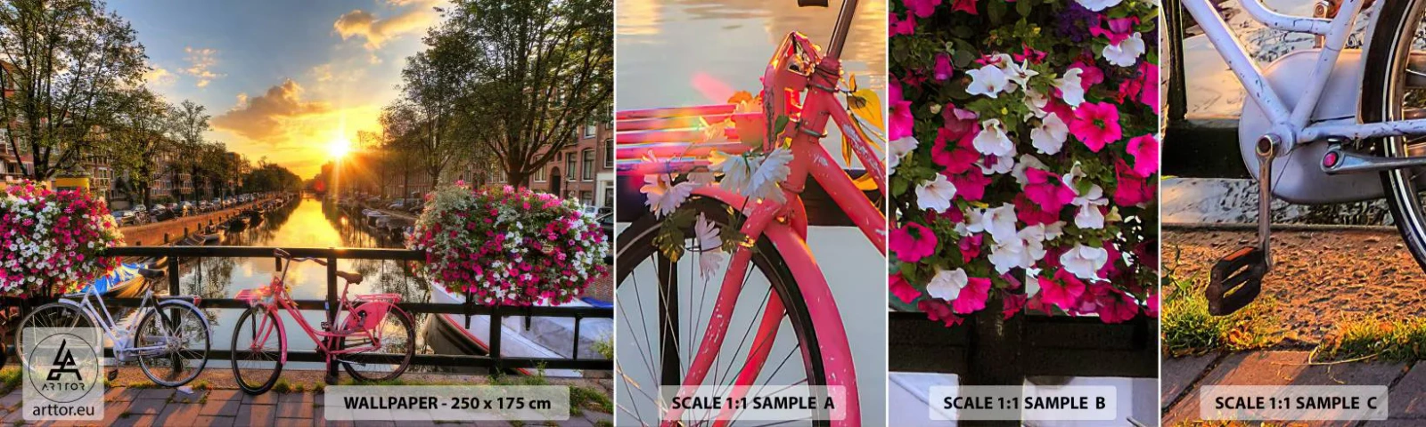 Fototapetenmuster Standard Eco - Frühlingsmorgen in Amsterdam - Stadt, Amsterdam, Die Architektur - 100x30 cm