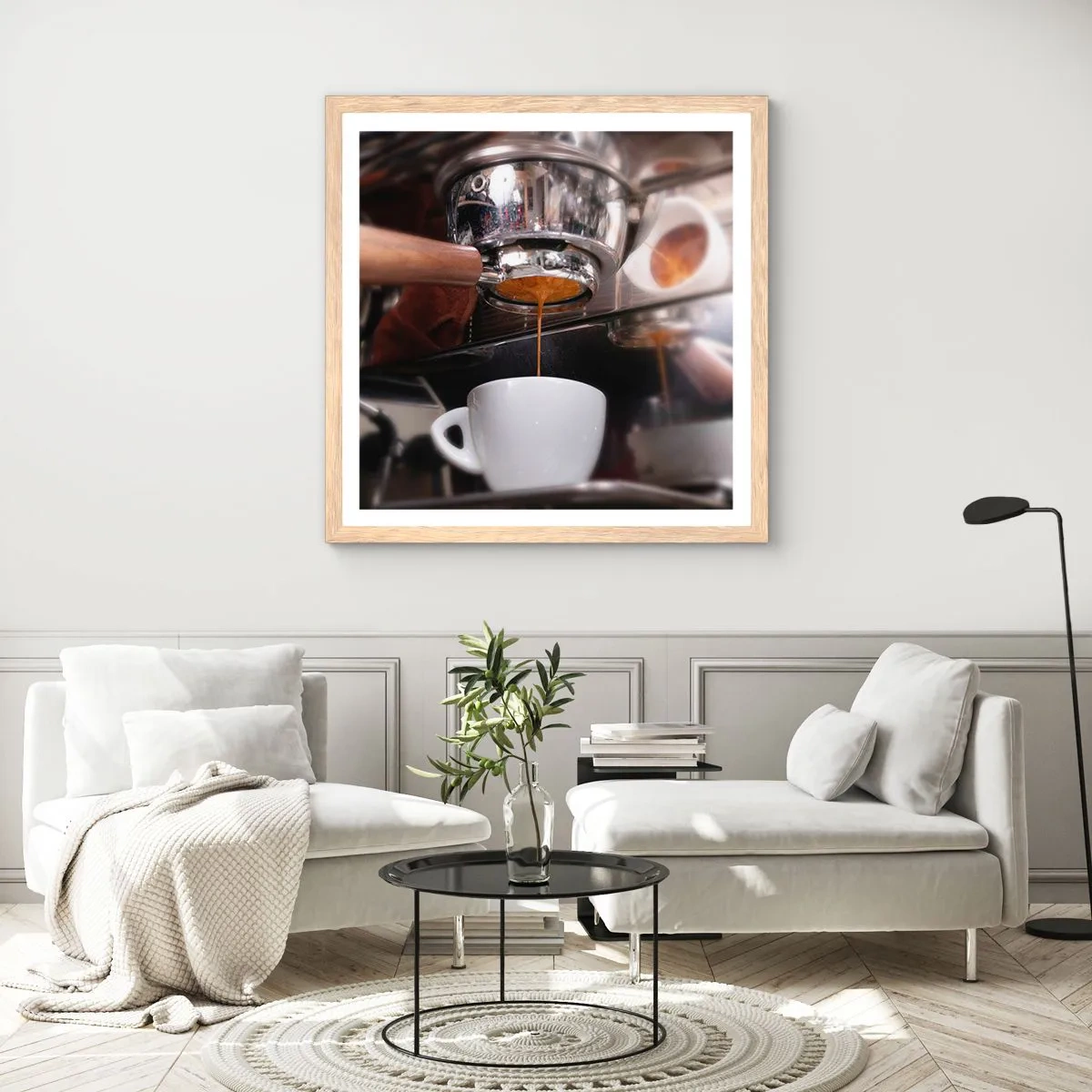 Poster in einem Rahmen aus heller Eiche - Gute Zeit des Tages - 60x60 cm