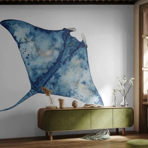 Fototapete Premium Sand - Leben im Blau - Stachelrochen, Fisch, Küstenstil - 200x140 cm