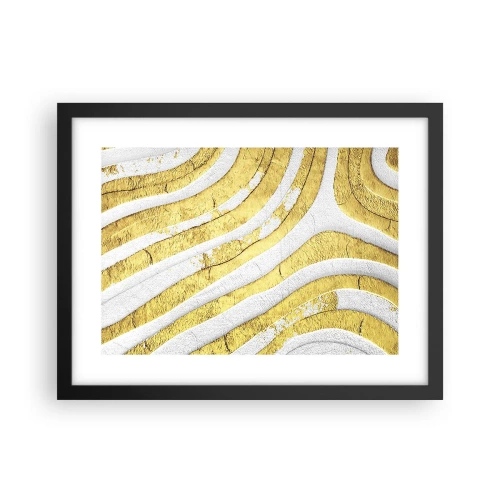 Poster in einem schwarzem Rahmen - Komposition in Weiß und Gold - 40x30 cm
