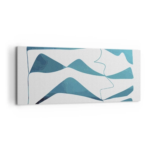 Bild auf Leinwand - Leinwandbild - Abstrakte Formen in Blautönen auf weißem Hintergrund - 120x50cm - Abstraktion: türkisfarbene Verbindung - Moderne Wanddekoration für Wohnzimmer und Schlafzimmer ARTTOR