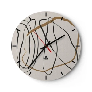Wanduhr - Glasuhr - Abstrakte, tanzende Linien auf hellem Hintergrund - 30x30cm - Komposition – Looptanz - Moderne Wanddekoration für Wohnzimmer, Küche und Schlafzimmer ARTTOR