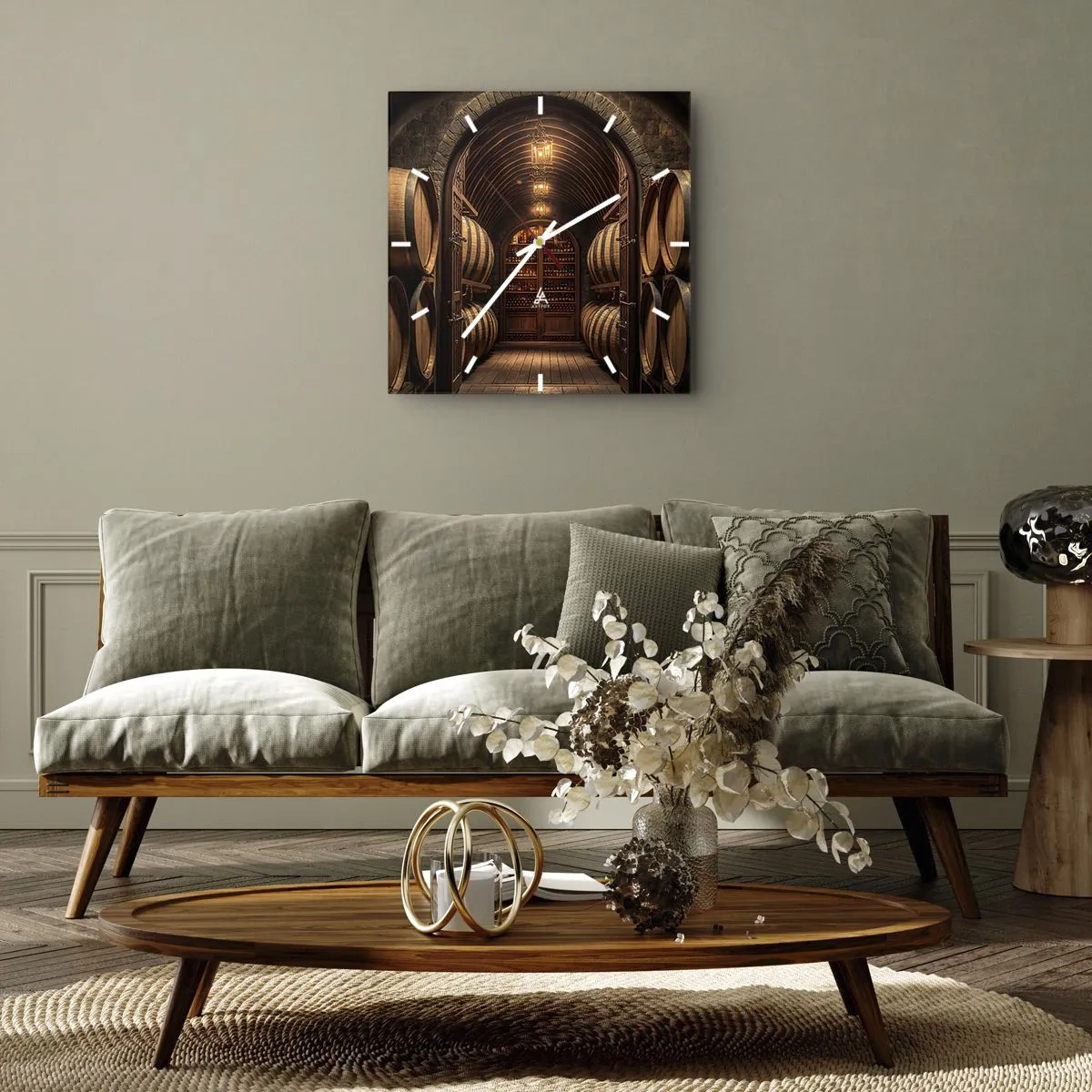 Wanduhr - Glasuhr - Stimmungsvoller Keller - 30x30 cm