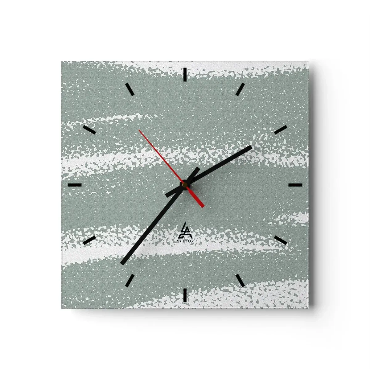 Wanduhr - Glasuhr - Winterwellen in Mint- und Weißtönen - 30x30cm - Abstraktion im Winterklima - Moderne Wanddekoration für Wohnzimmer und Schlafzimmer ARTTOR