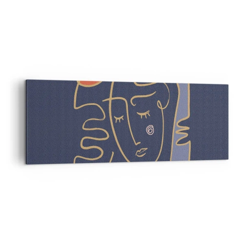 Bild auf Leinwand - Leinwandbild - Abstraktes Gesichtsporträt im minimalistischen Stil - 140x50cm - In Gedanken - Moderne Wanddekoration für Wohnzimmer und Schlafzimmer ARTTOR