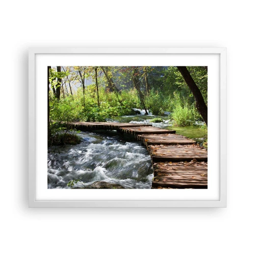 Poster in einem weißen Rahmen - Über der schaumigen Kaskade - 50x40 cm