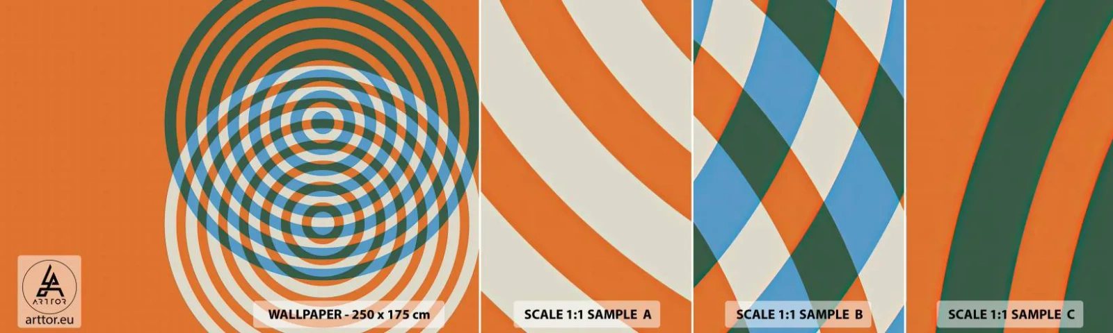 Fototapetenmuster Standard Eco - Abstrakte kreisförmige Variation - Abstraktion, Stück, Bezirke - 100x30 cm