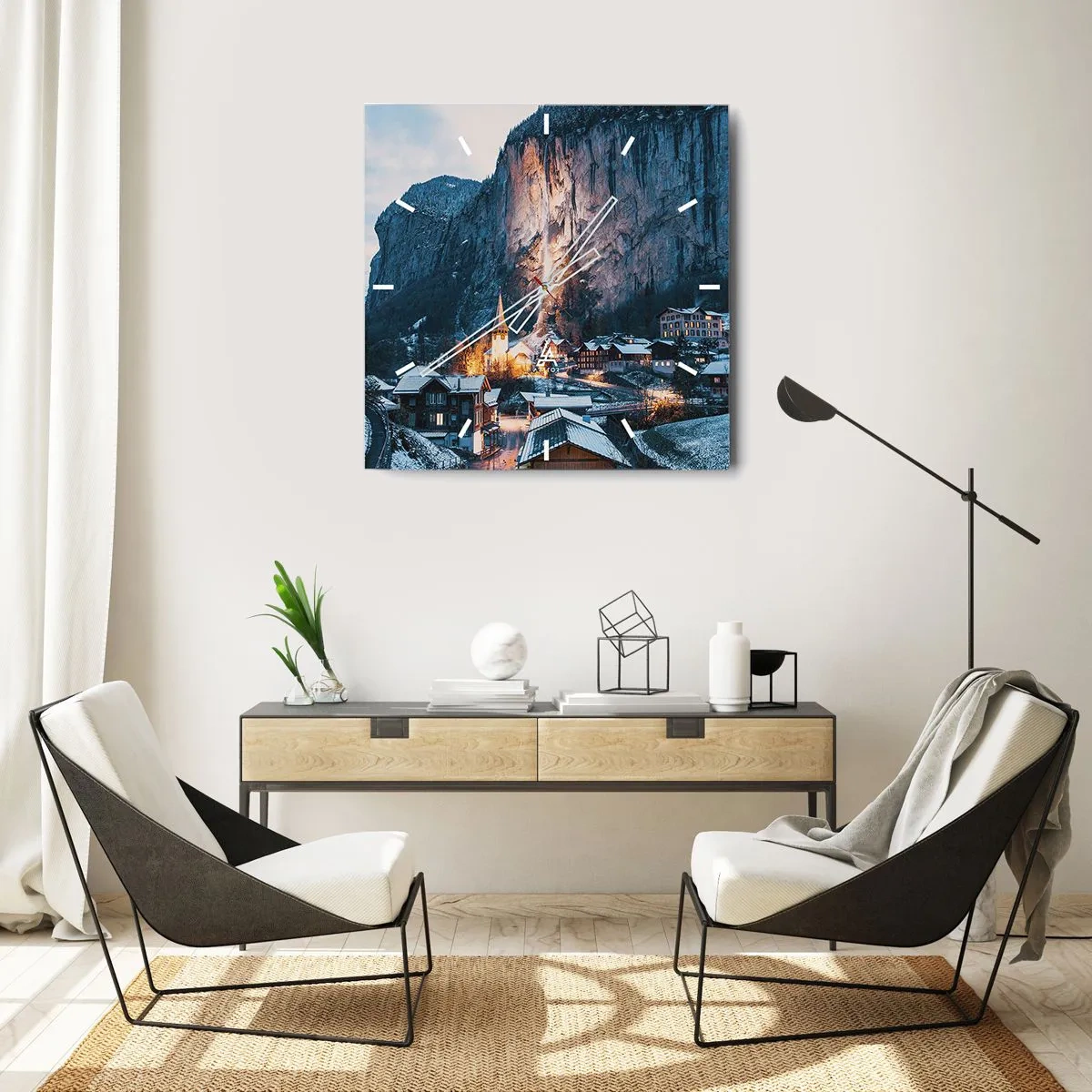 Wanduhr - Glasuhr - Der leuchtende Geist des Winters - 30x30 cm