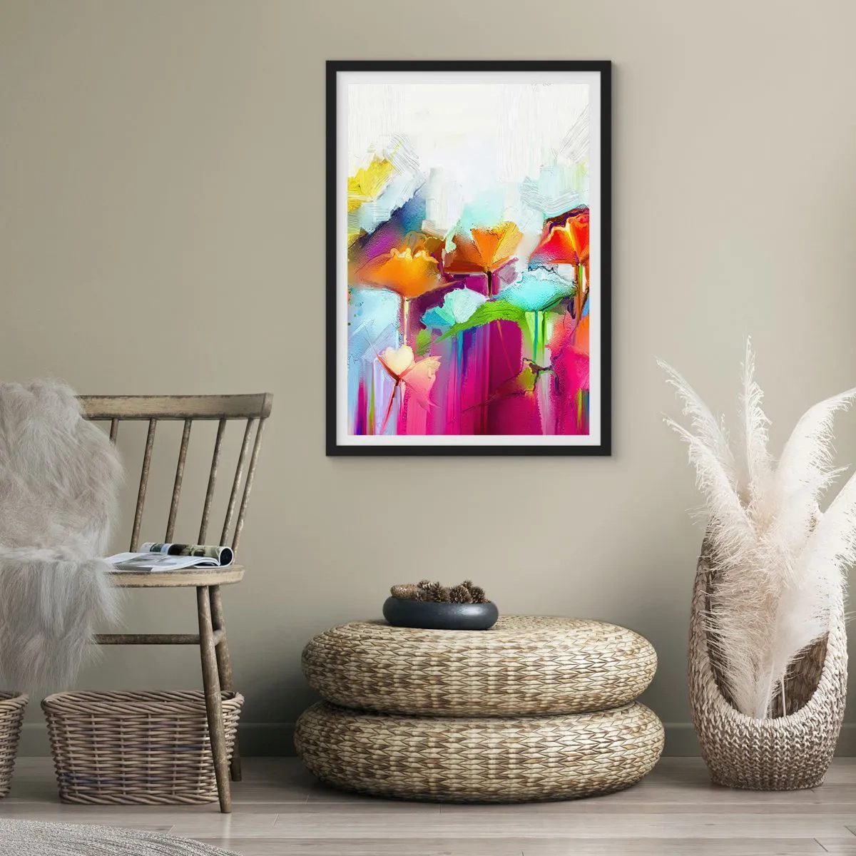 Poster in einem schwarzem Rahmen - Der Regenbogen ist aufgeblüht - 40x50 cm