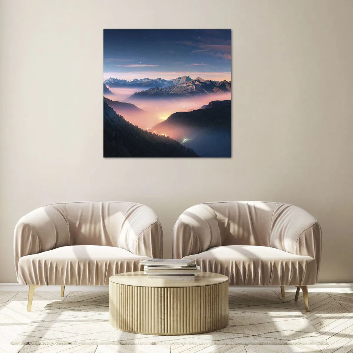 Glasbild - Bild auf glas - Licht in den Tälern - 50x50 cm