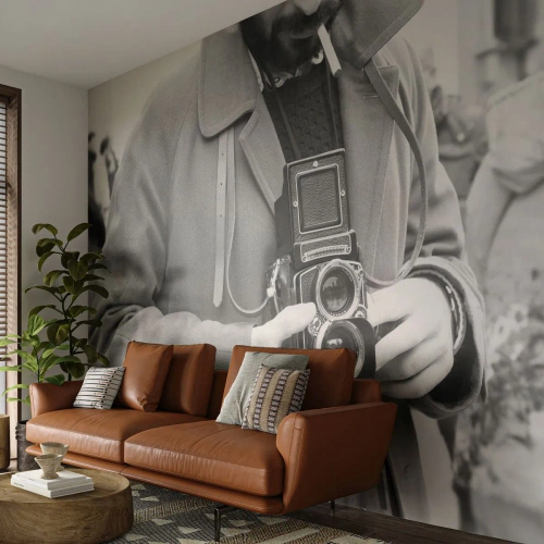 Fototapete Premium Sand - Retro-Stil - Kamera, Jahrgang, Kamera - 400x280 cm