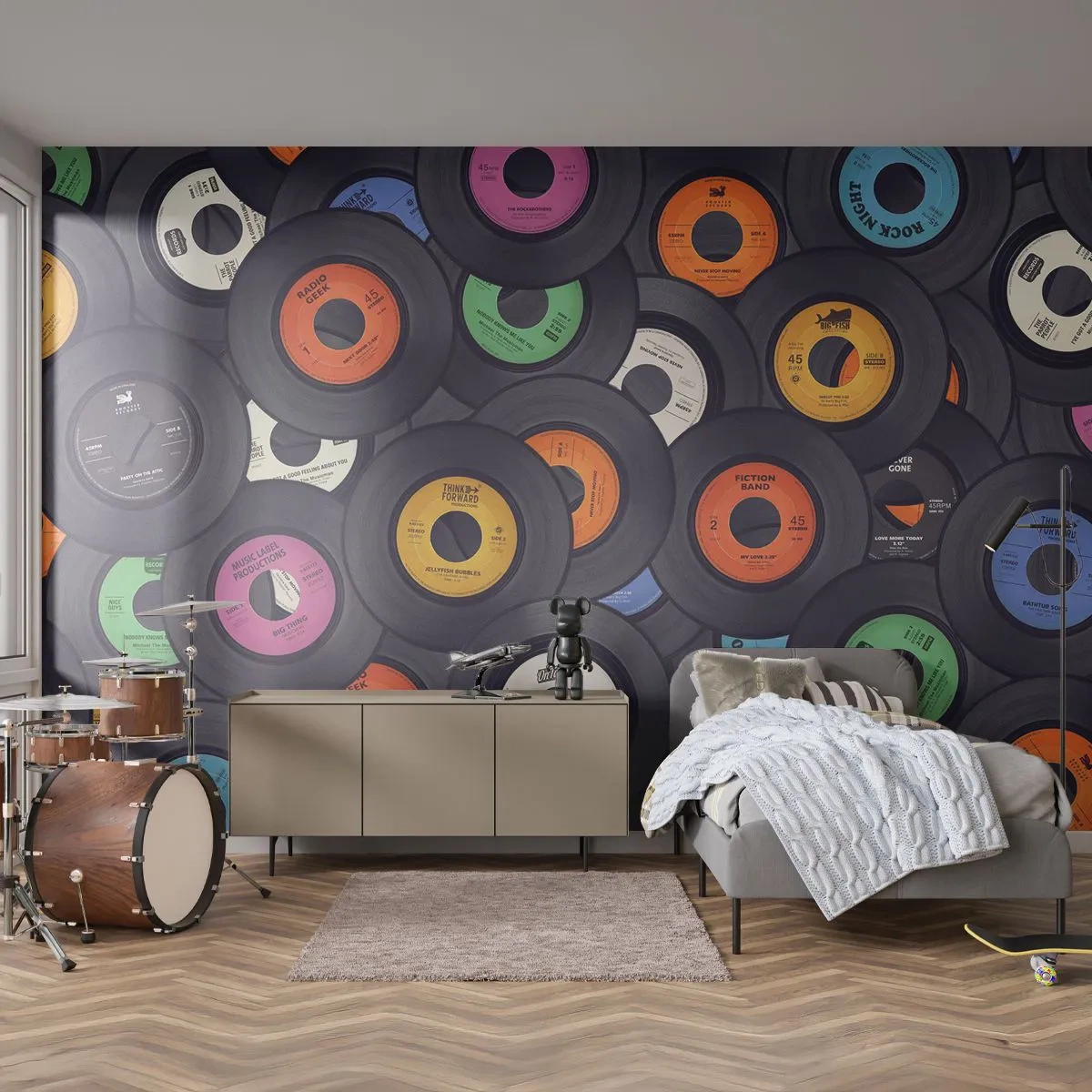 Fototapete Premium Sand - Farben der Klassiker - Vinyl, Musik, Jahrgang - 100x70 cm