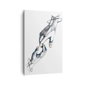Bild auf Leinwand - Leinwandbild - Künstlerische Darstellung einer Hand in minimalistischer und geometrischer Form - 80x120cm - Eine gute Geste - Moderne Wanddekoration für Wohnzimmer und Schlafzimmer ARTTOR
