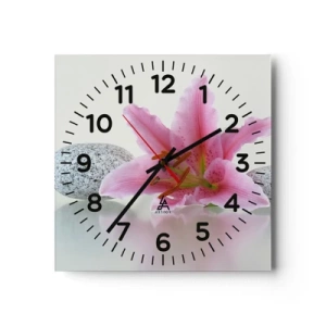 Wanduhr - Glasuhr - Eine Studie in Pink, Grau und Weiß - 30x30 cm