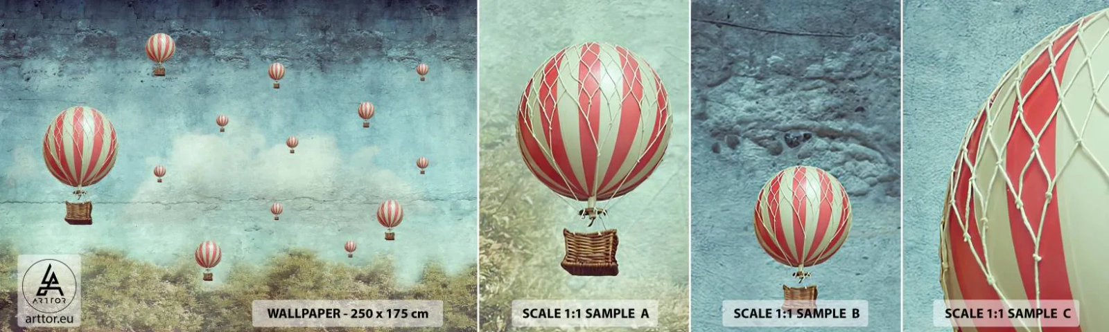 Fototapetenmuster Standard Eco - Frei von der Hektik des Lebens - Abstraktion, Reise, Ballonfahrt - 100x30 cm