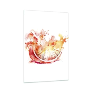 Glasbild - Bild auf glas - Eine Aquarellscheibe Grapefruit in leuchtenden Farben - 70x100cm - Saftige Erfrischung - Moderne Wanddekoration für Wohnzimmer und Schlafzimmer ARTTOR