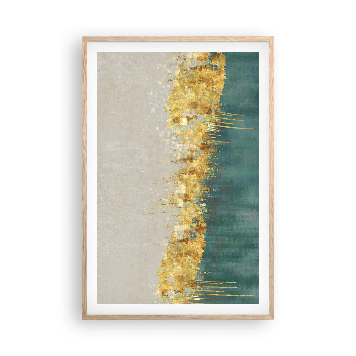 Poster in einem Rahmen aus heller Eiche - Goldener Rand - 61x91 cm