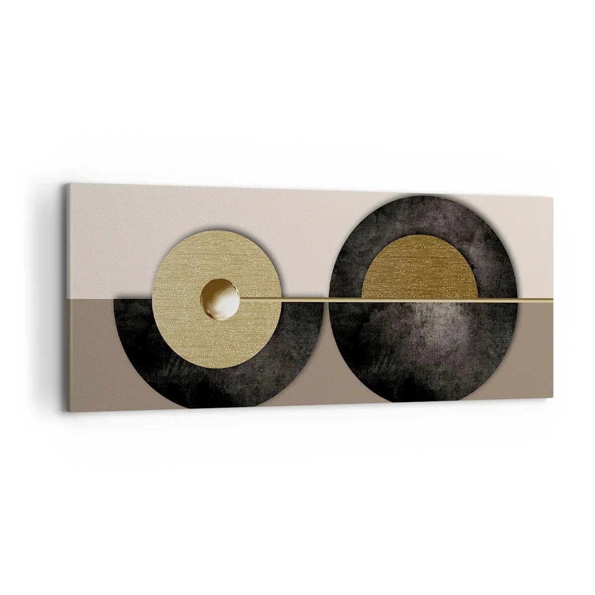 Bild auf Leinwand - Leinwandbild - Abstrakte Kreise in Gold- und Brauntönen - 120x50cm - Variationen rund um den Kreis - Moderne Wanddekoration für Wohnzimmer und Schlafzimmer ARTTOR