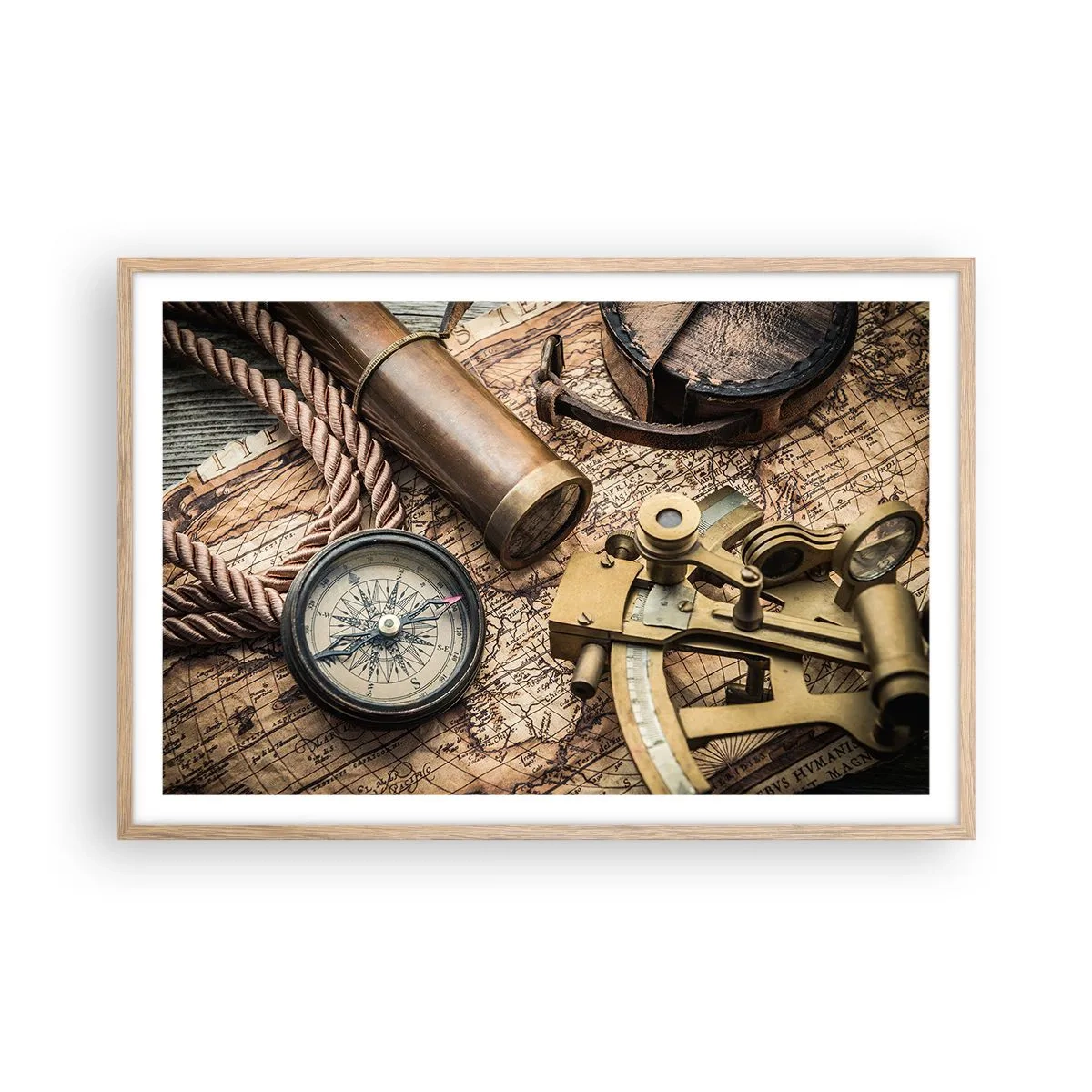 Poster in einem Rahmen aus heller Eiche - Setze Sie einen Kurs - 91x61 cm