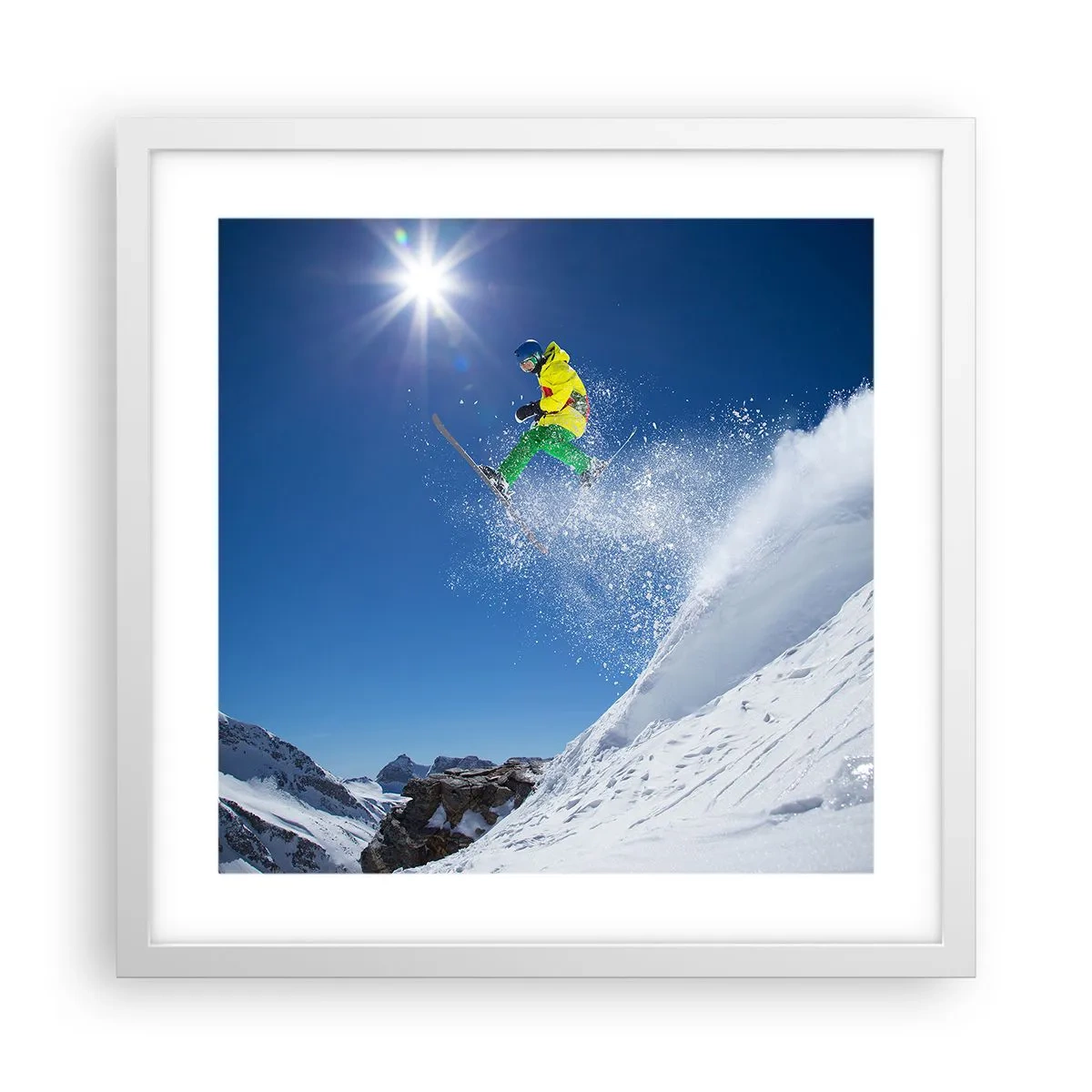 Poster in einem weißen Rahmen - Tanzen mit den Bergen - 40x40 cm
