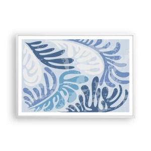 Poster in einem weißen Rahmen - Blaue Farne - 100x70 cm