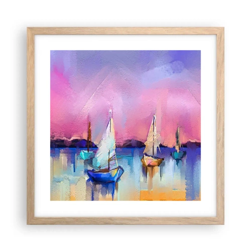 Poster in einem Rahmen aus heller Eiche - Richtung: breites Wasser - 40x40 cm