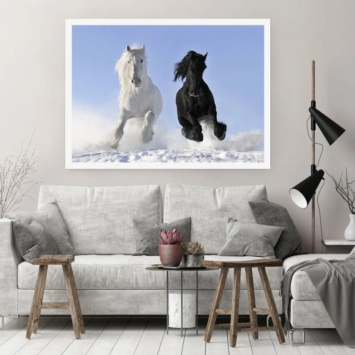 Poster - Schwarz-Weiß-Galopp - 70x50 cm