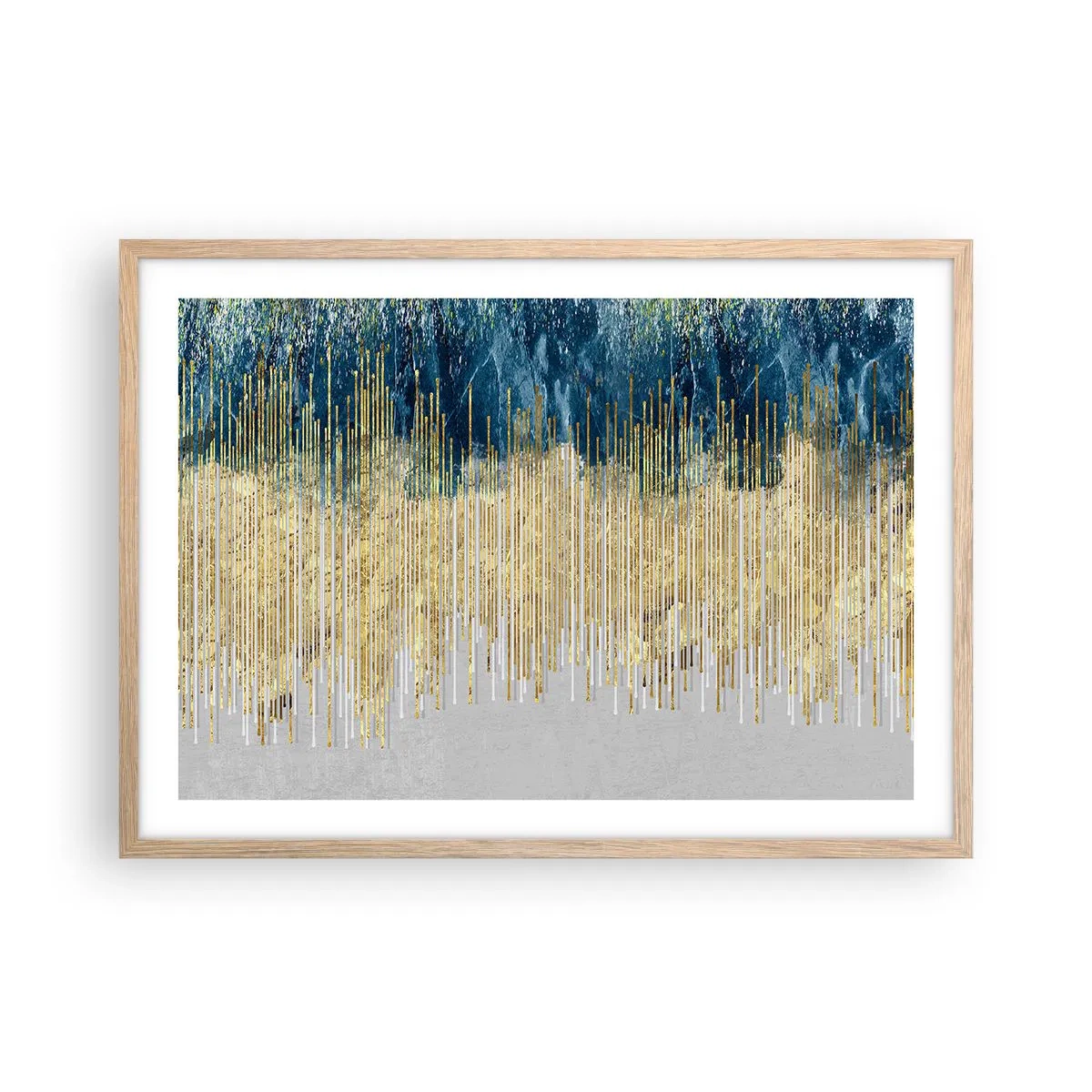 Poster in einem Rahmen aus heller Eiche - Vergoldete Grenze - 70x50 cm