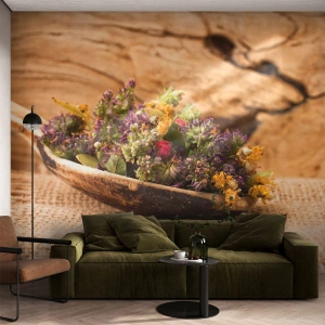 Selbstklebende Fototapete Deluxe Sticker - Bunte Blumen und duftende Kräuter - Natur, Getrocknete Kräuter, Küche - 100x70 cm