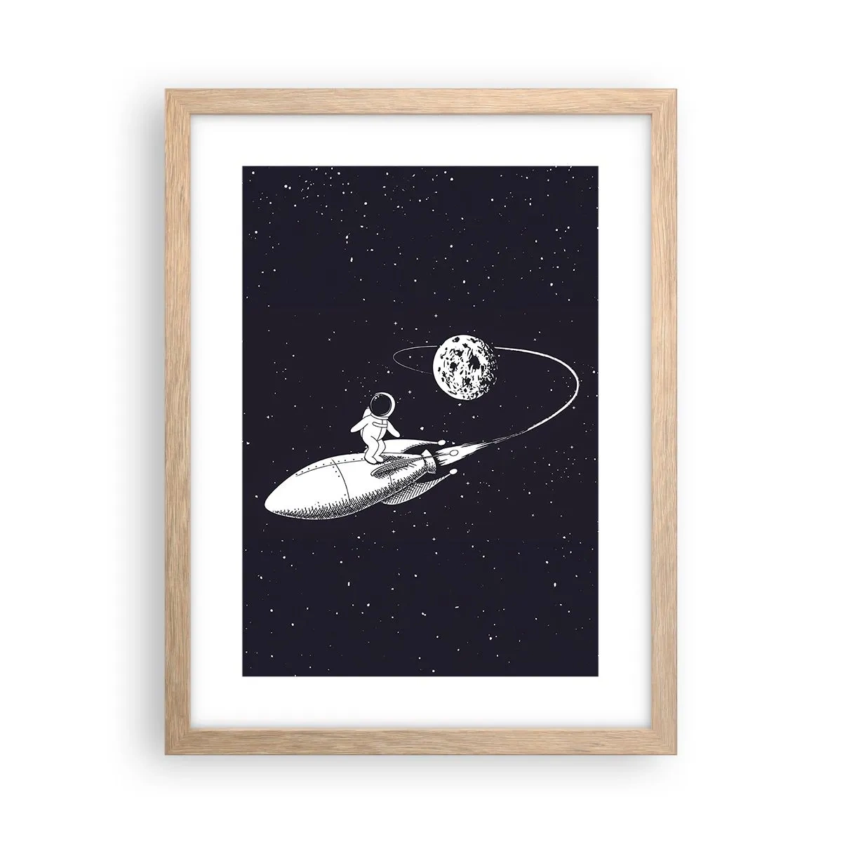 Poster in einem Rahmen aus heller Eiche - Weltraumsurfer - 30x40 cm