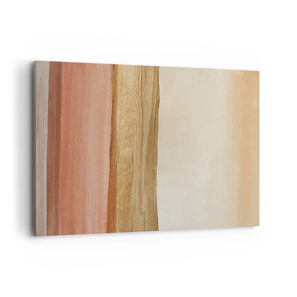 Bild auf Leinwand - Leinwandbild - Abstrakte Streifen in Beige-, Gold- und Rosatönen auf Leinwand - 120x80cm - Vertikale Komposition - Moderne Wanddekoration für Wohnzimmer und Schlafzimmer ARTTOR