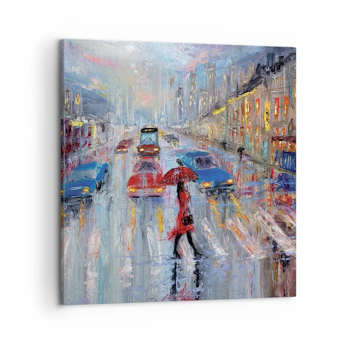 Bild auf Leinwand - Leinwandbild - Regnerischer Nachmittag in der Stadt - 50x50 cm