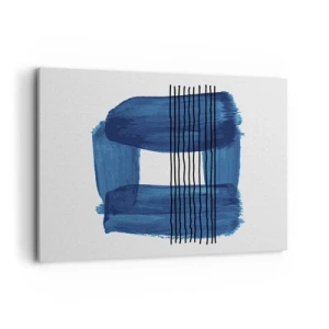 Bild auf Leinwand - Leinwandbild - Abstraktes Muster in Blautönen mit schwarzen Linien - 100x70cm - Blaue und schwarze Komposition - Moderne Wanddekoration für Wohnzimmer und Schlafzimmer ARTTOR