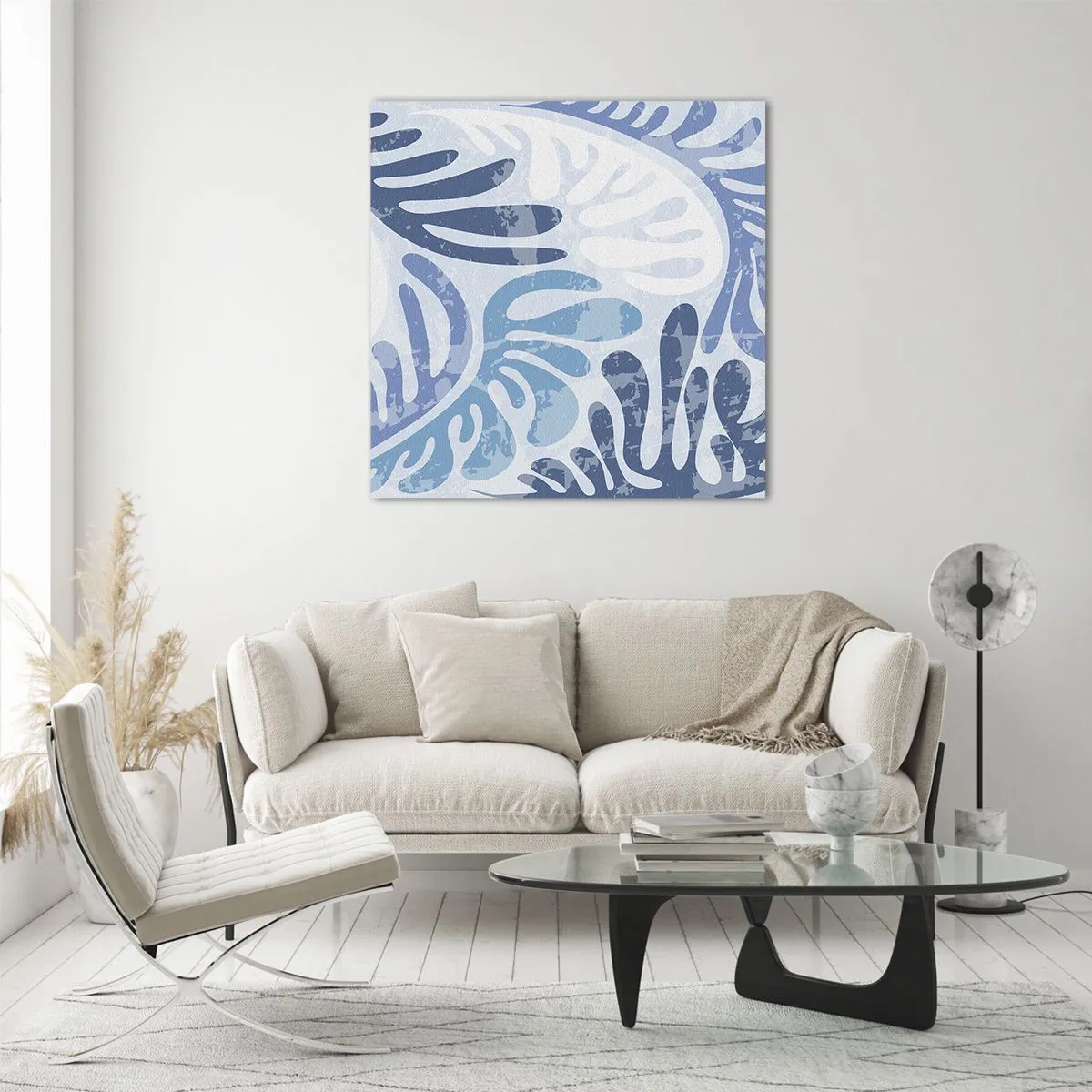 Glasbild - Bild auf glas - Blaue Farne - 50x50 cm