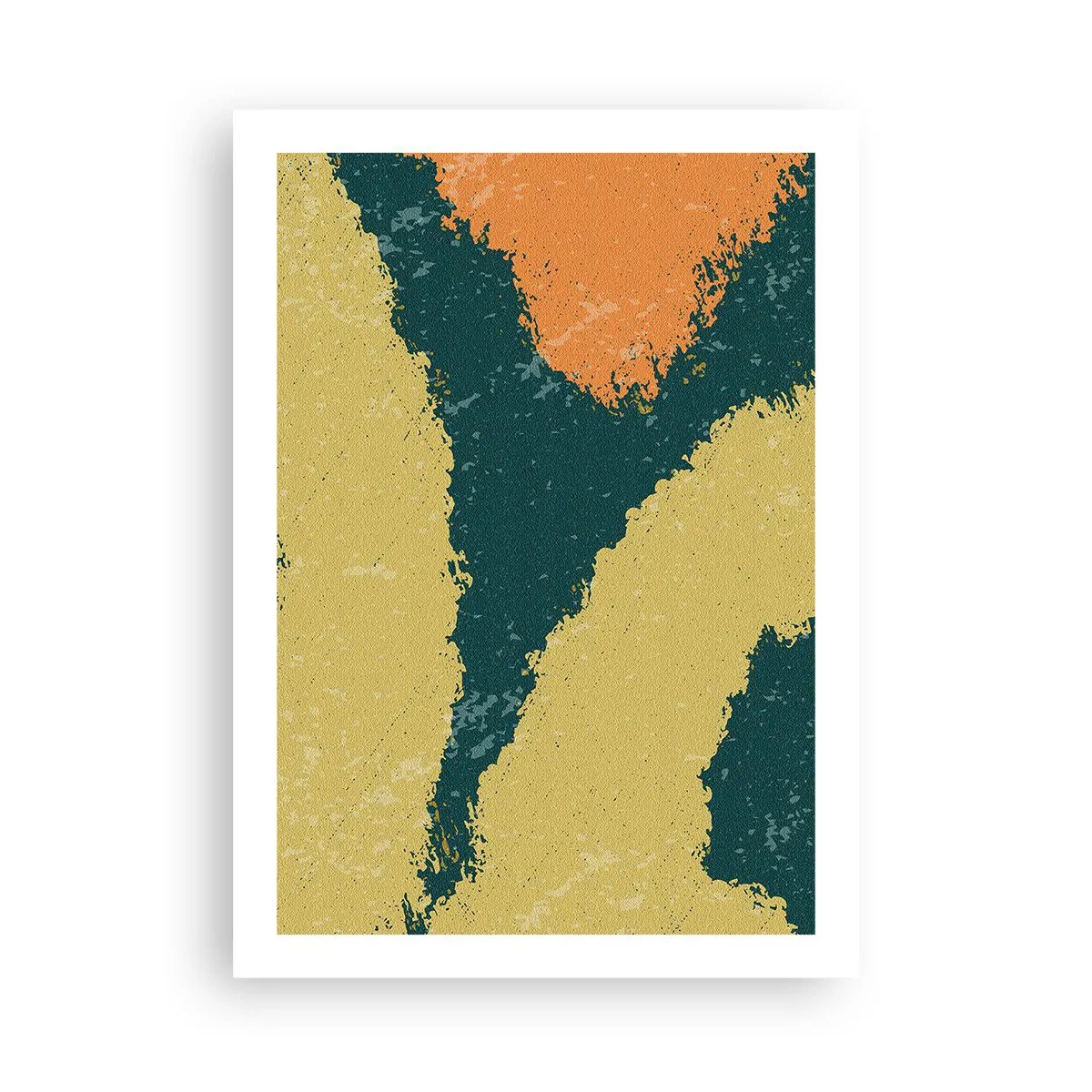 Poster - Abstrakte Farbflecken in Grün- und Orangetönen - 50x70cm - Abstraktion – langsame Bewegung - Moderne Wanddekoration für Wohnzimmer und Schlafzimmer ARTTOR