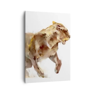 Bild auf Leinwand - Leinwandbild - Eine laufende Löwin in einer künstlerischen Interpretation - 50x70cm - Wilde Anmut - Moderne Wanddekoration für Wohnzimmer und Schlafzimmer ARTTOR