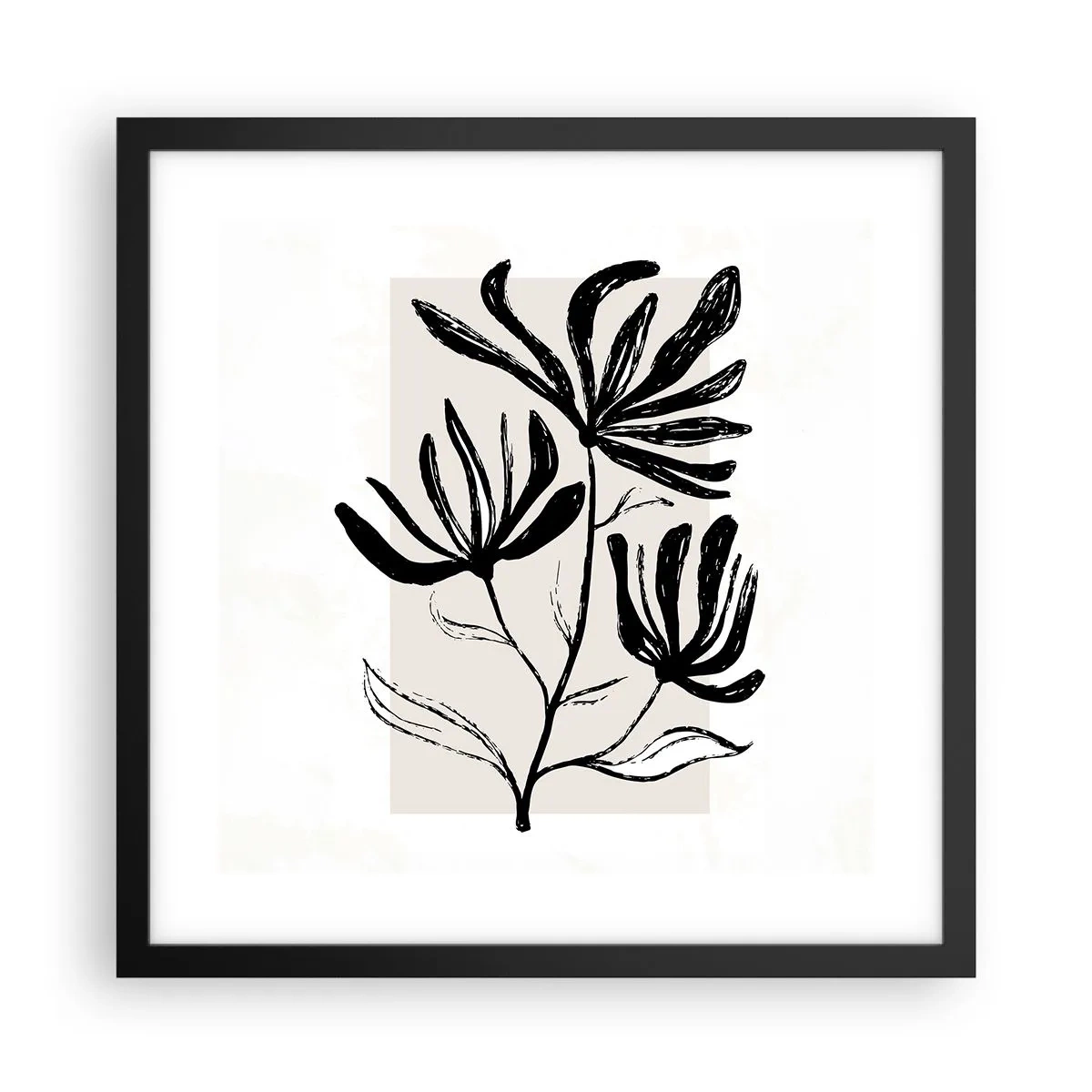 Poster in einem schwarzem Rahmen - Skizze für das Herbarium - 40x40 cm