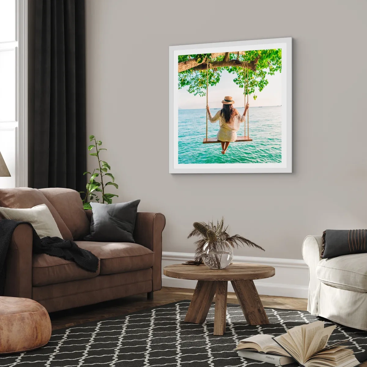 Poster in einem weißen Rahmen - Das Leben ist wunderschön - 60x60 cm