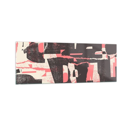 Glasbild - Bild auf glas - Eine abstrakte Komposition in Rosa- und Brauntönen. - 140x50cm - All dieser Lärm - Moderne Wanddekoration für Wohnzimmer und Schlafzimmer ARTTOR