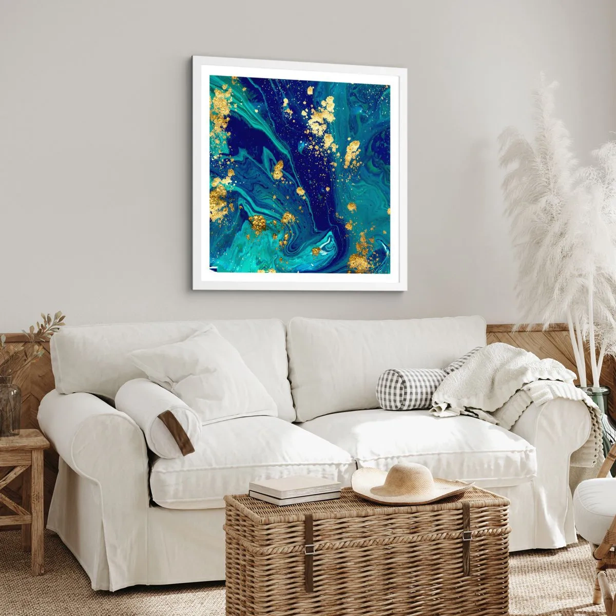 Poster in einem weißen Rahmen - Die Blütenblätter der Sonne - 40x40 cm