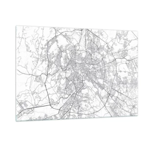 Glasbild - Bild auf glas - Karte von Rom mit einem klaren kreisförmigen Straßenverlauf - 120x80cm - Römischer Kreis - Moderne Wanddekoration für Wohnzimmer und Schlafzimmer ARTTOR