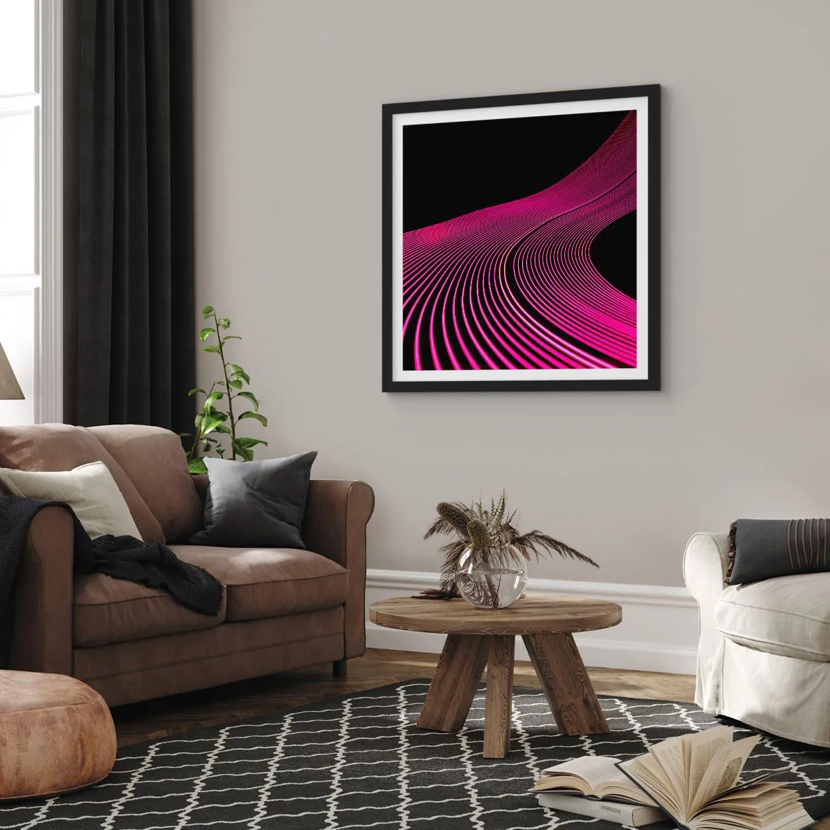 Poster in einem schwarzem Rahmen - Allee des Lichts - 40x40 cm