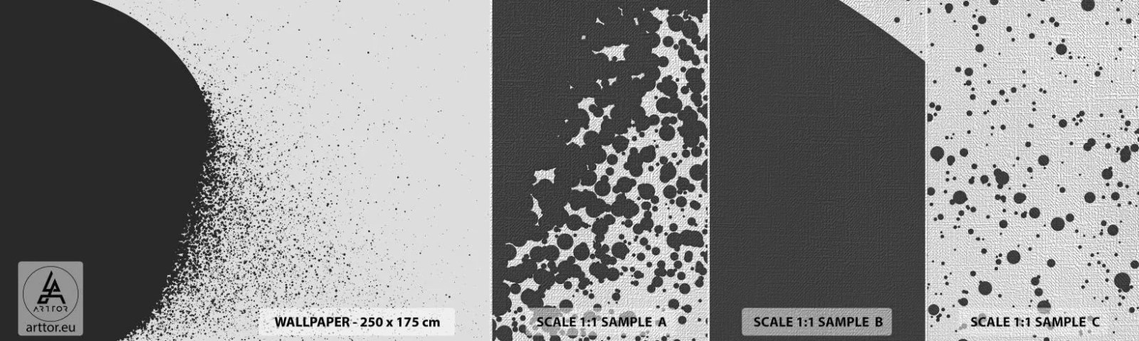 Fototapeten Muster Premium Canvas - Bewegung von Molekülen - Abstraktion, Schwarz und weiß, Grafik - 100x30 cm