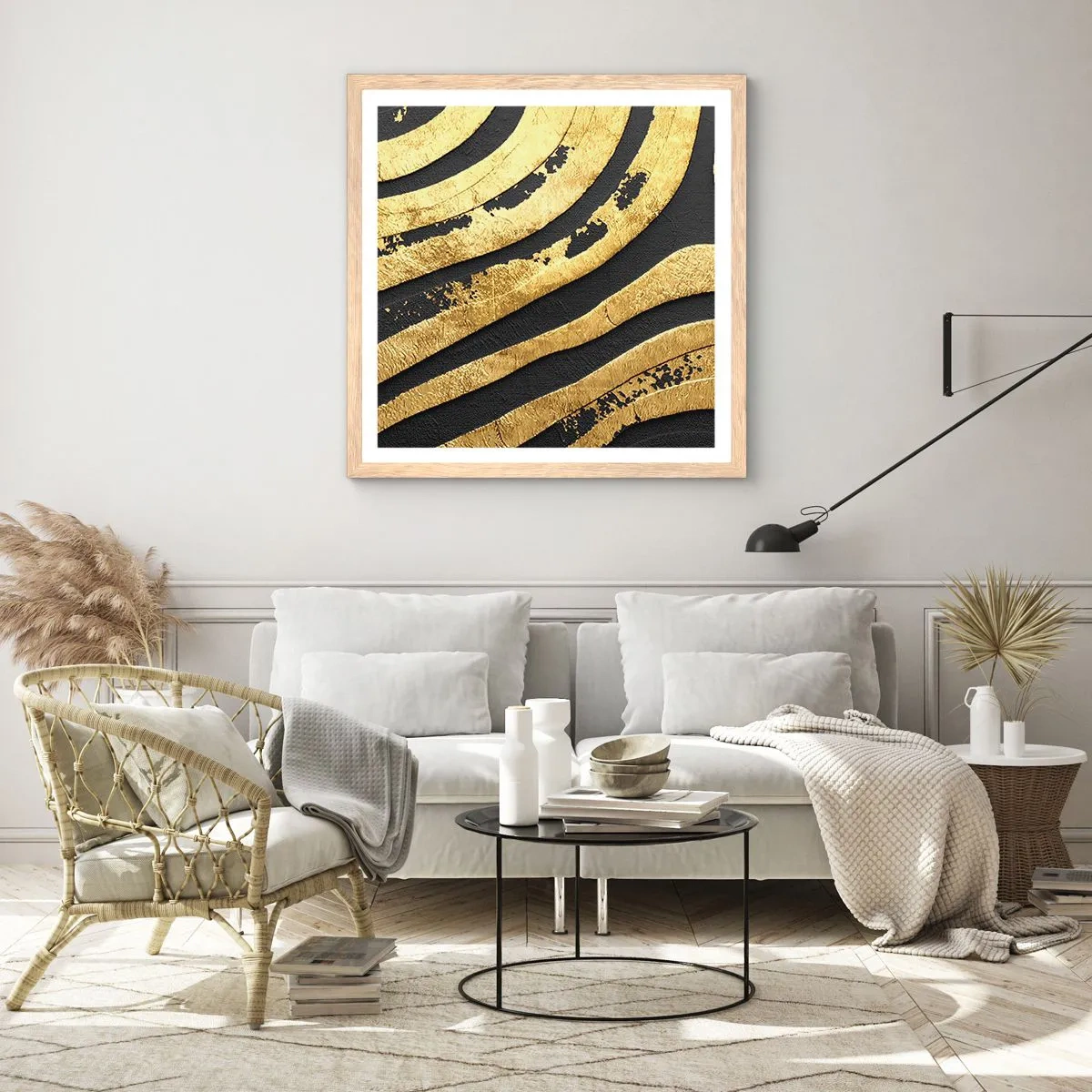 Poster in einem Rahmen aus heller Eiche - Alles fließt - 60x60 cm