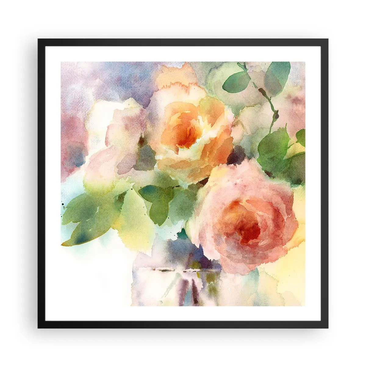 Poster in einem schwarzem Rahmen - Zart wie Aquarell - 60x60 cm