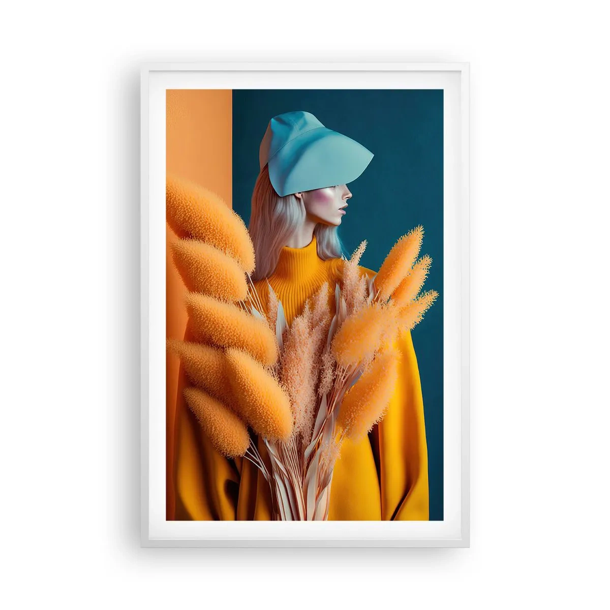 Poster in einem weißen Rahmen - Flauschiges Porträt - 61x91 cm