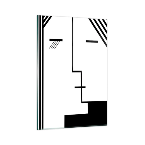 Glasbild - Bild auf glas - Geometrische Abstraktion eines Kusses in Schwarz und Weiß - 80x120cm - Einfach ein Kuss - Moderne Wanddekoration für Wohnzimmer und Schlafzimmer ARTTOR